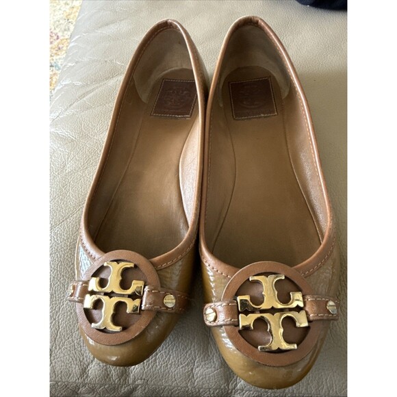 TORY BURCH Reva Carmel Color Ballet Flat/Nappa Leather Size 8.5 Preloved - Picture 1 of 6